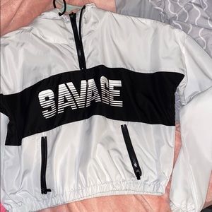 Cropped wind breaker hoodie